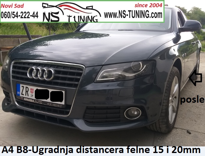 audi a4 b8 2008 2009 2010 godiste distanceri 15mm 20mm ugradnja novi sad ns tuning backa palanka zrenjanin